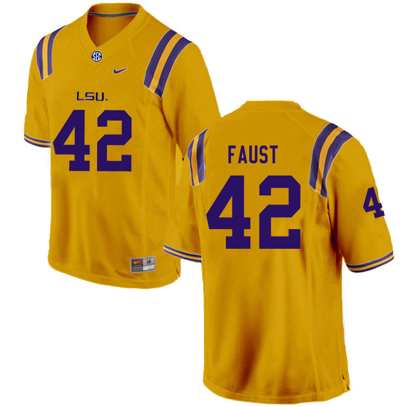 Men #42 Hunter Faust LSU Tigers College Football Jerseys Sale-Gold